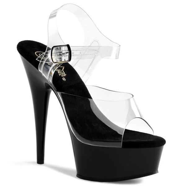 Sale DELIGHT-608 sexy Pleaser High-Heels Plateausandaletten transparent schwarz 43