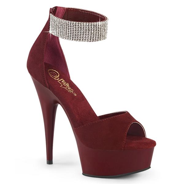 Sale DELIGHT-625 Pleaser Damen High Heels Plateausandaletten Strass Manschette burgund Samt Matt 37