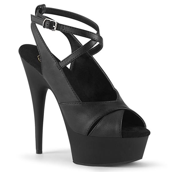 DELIGHT-632 Pleaser Damen High Heels Plateausandaletten Kreuzriemen schwarz Lederoptik