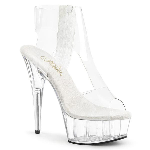 DELIGHT-633 Pleaser high heels platform T-Strap bootie sandal transparent