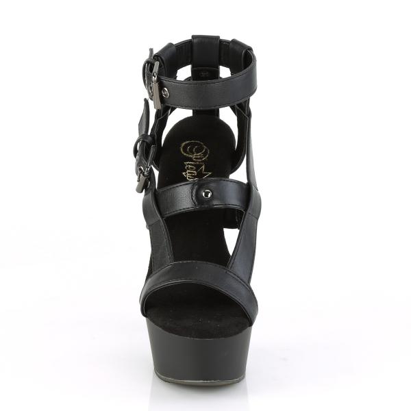 Sale DELIGHT-637 Pleaser vegan high-heels platform sandal buckled ankle strap black matte 35