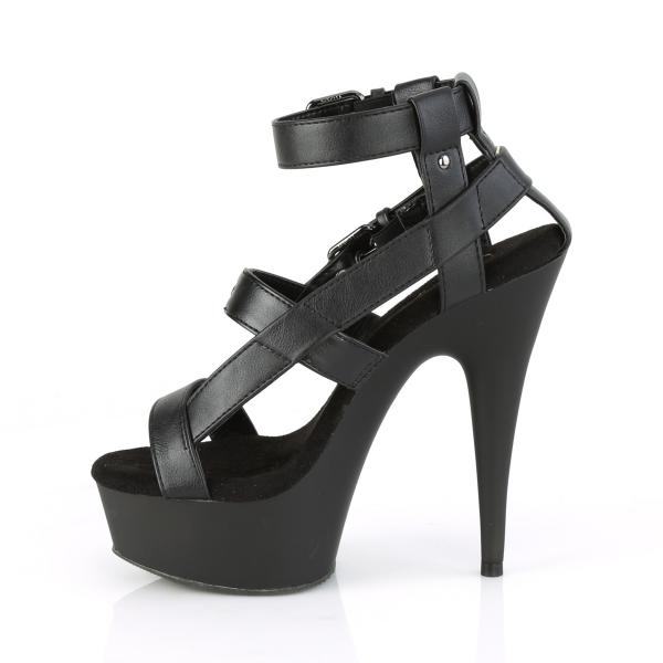 Sale DELIGHT-637 Pleaser vegan high-heels platform sandal buckled ankle strap black matte 35