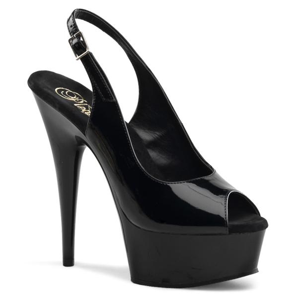 DELIGHT-654 Pleaser High-Heels Slingback Plateausandaletten schwarz Lack zehenoffen