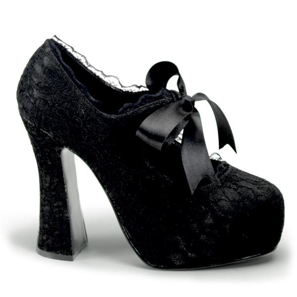 Auktion DEMON-11 DemoniaCult Damen Gothic Punk Plateau Pumps Spitze schwarz Satin Schleife 38