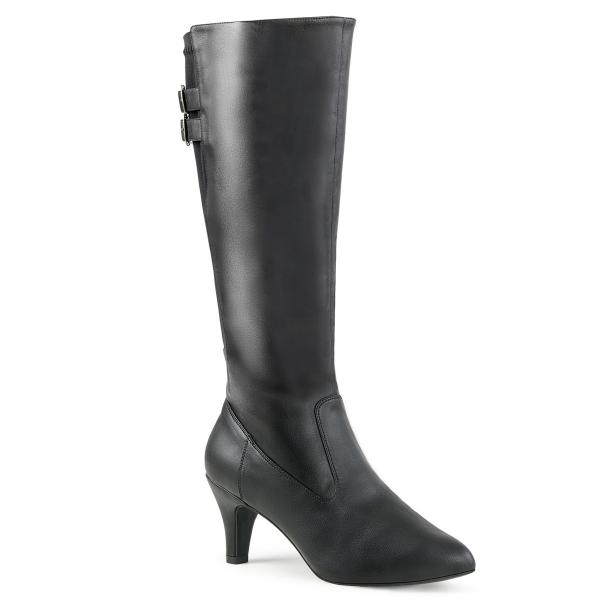 Sale DIVINE-2018 Pleaser Stiefel schwarz Lederoptik mit Elastikeinsatz hinten Gr 39