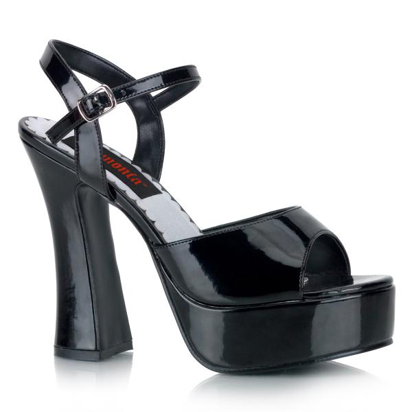 DOLLY-09 DemoniaCult high heels platform ankle strap sandal black patent