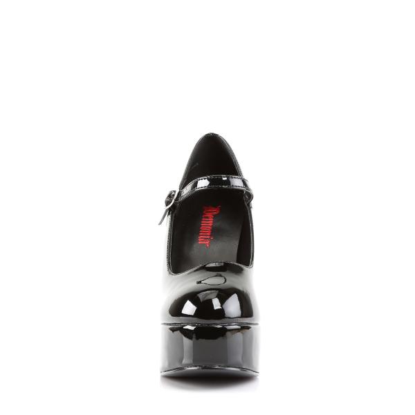 Sale DOLLY-50 DemoniaCult Mary Jane High-Heels Plateau Riemchenpumps schwarz Lack 36