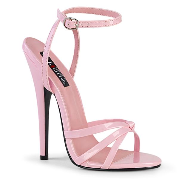 Sale DOMINA-108 Devious high heels ankle wrap sandal baby pink patent 45