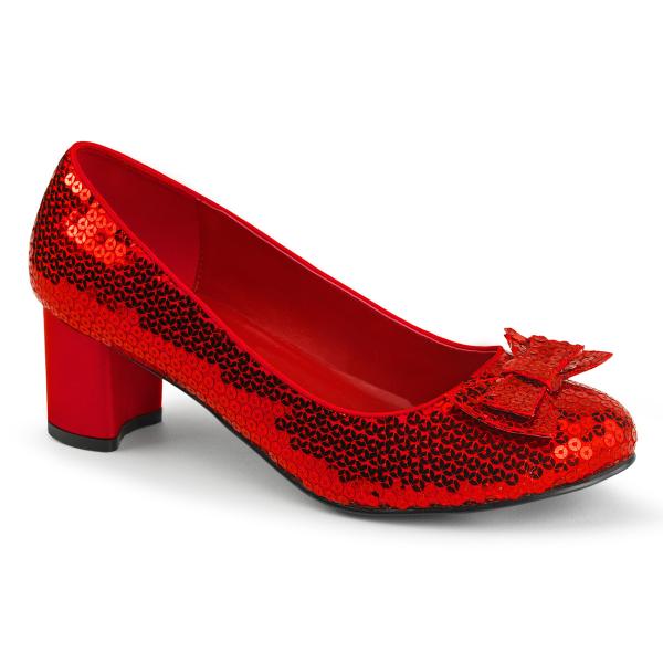 Sale DOROTHY-01 Funtasma Damen Pumps Schuhe Blockabsatz rot Pailletten Schleifen 38