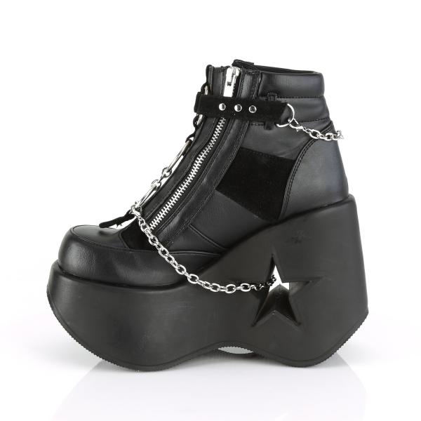 Sale DYNAMITE-101 Demonia Plateau Stiefeletten Ketten O-Ring schwarz Lederlook Microfaser 36