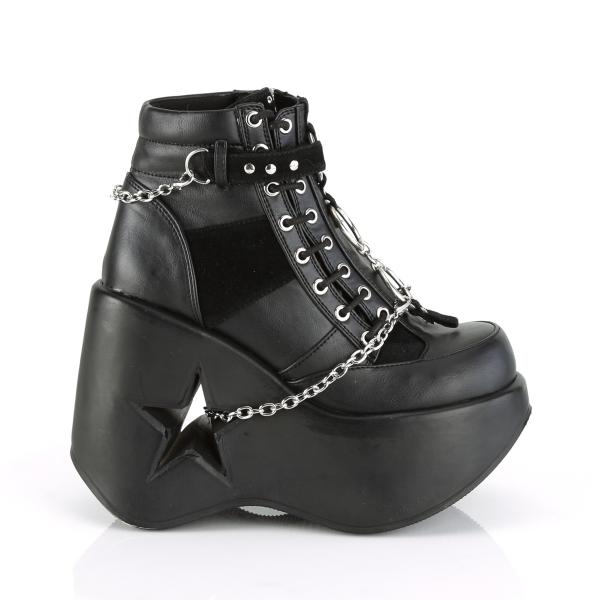 Sale DYNAMITE-101 Demonia Plateau Stiefeletten Ketten O-Ring schwarz Lederlook Microfaser 36