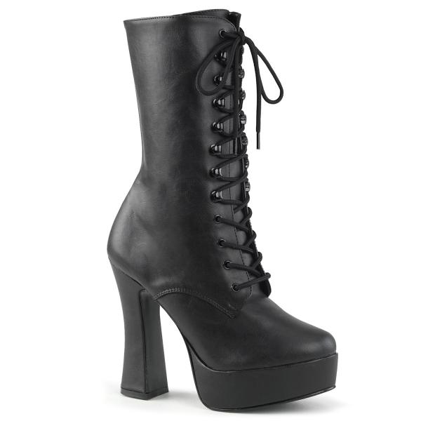 Sale ELECTRA-1020 Pleaser High-Heels Plateaustiefeletten mit Schnürung schwarz matt 44