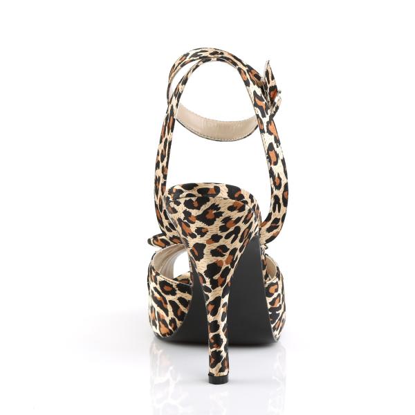 Sale EVE-01 Pleaser Pink Label High-Heels Sandaletten Fesselriemchen Leopard Satin 43