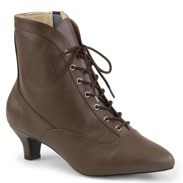 FAB-1005 Pleaser Pink Label Schnür-Stiefeletten braun Lederoptik Übergrößen