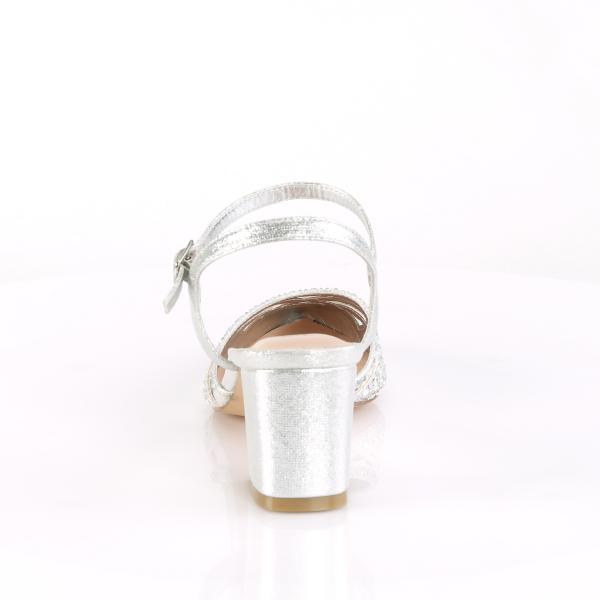 Sale FAYE-06 Fabulicious Damen Blockabsatz Knöchel Pumps silber schimmernder Stoff 40