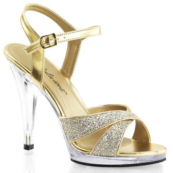 Sale FLAIR-419(G) Fabulicious High-Heels Sandaletten gekreuzte Riemchen gold Glitter 41