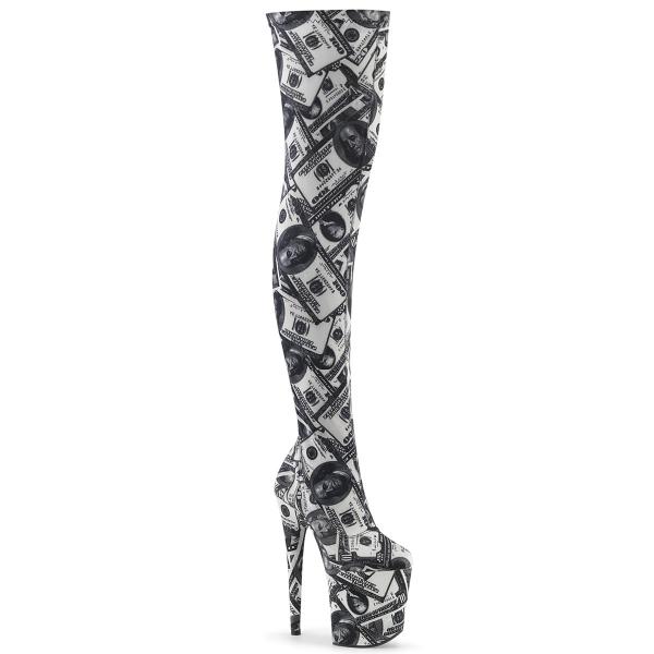 FLAMINGO-3000DP Pleaser platform high heels thigh high boot dollar print fabric