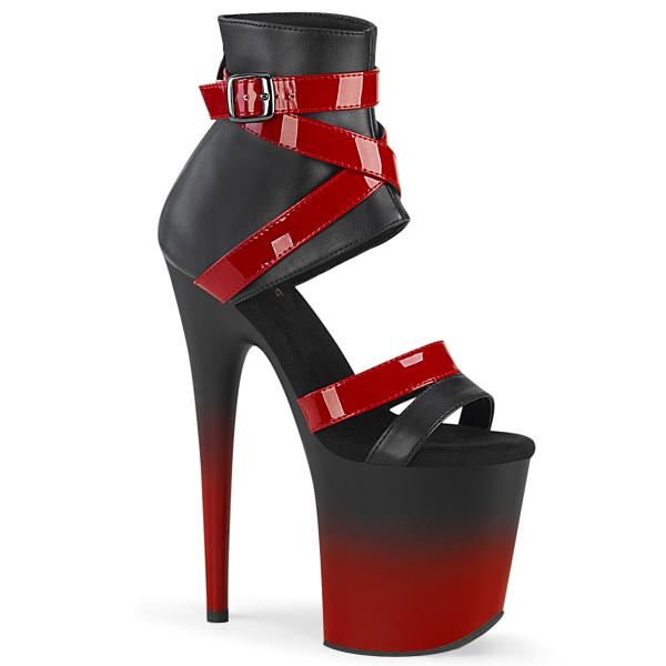 FLAMINGO-800-15 Pleaser high heels two tone bootie sandal black red matte