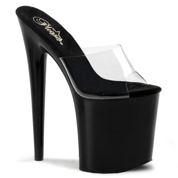 FLAMINGO-801 Pleaser vegan high heels platform slide clear black