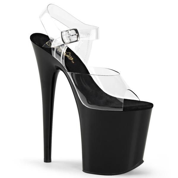 FLAMINGO-808 Pleaser High-Heels Plateau Sandaletten transparent schwarz