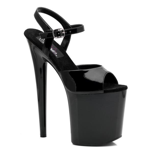 Sale FLAMINGO-809 Pleaser High-Heels Plateau Sandaletten schwarz Lack 44