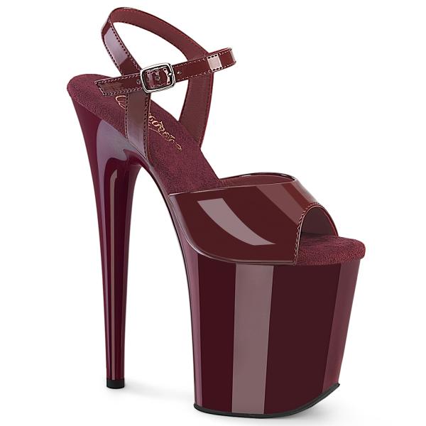 FLAMINGO-809 Pleaser Damen High-Heels Riemchen Plateausandaletten burgund Lack
