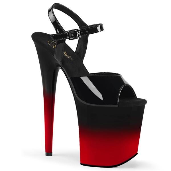 FLAMINGO-809BR-H Pleaser High-Heels Sandaletten horizontaler Farbverlauf schwarz rot