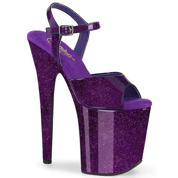 Sale FLAMINGO-809GP Pleaser high heels platform ankle strap sandal purple glitter patent 44