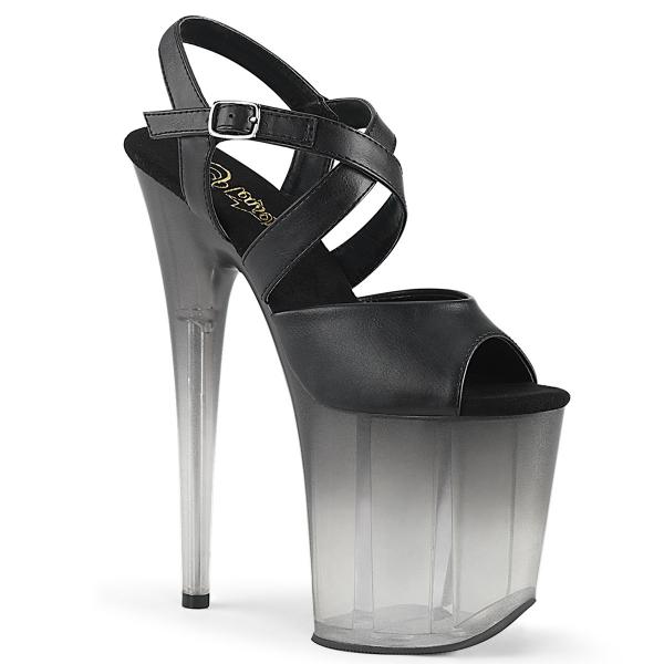 Sale FLAMINGO-822T Pleaser high heels platform sandal black vegan leather faded black 39