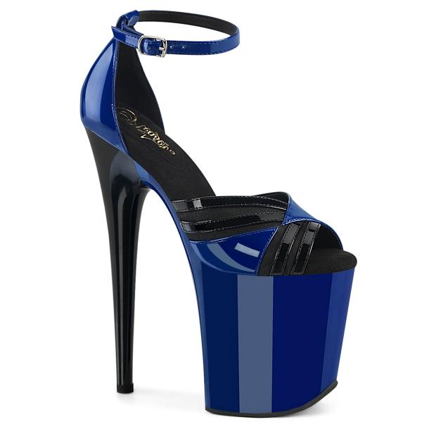 FLAMINGO-884 Pleaser vegane Damen High Heels Plateausandaletten royal blau schwarz