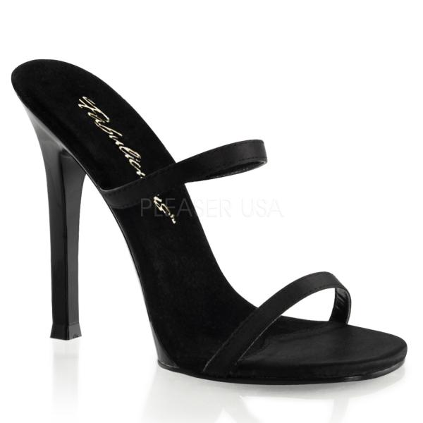 Sale GALA-02 Fabulicious High-Heels Pantoletten schwarz Satin Doppel-Spaghetti Riemchen 38