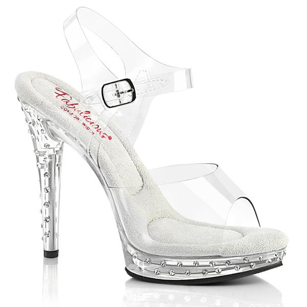 GLORY-508SDT Fabulicious vegan platform high heels ankle strap sandal rhinestones clear