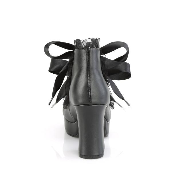Sale GOTHIKA-53 DemoniaCult Plateaupumps knöchelhoch Herzauschnitte schwarz matt 38