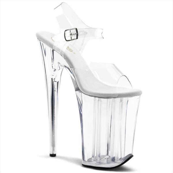 Sale INFINITY-908 Pleaser Damen High Heels Plateau transparente Riemchen Sandaletten 37