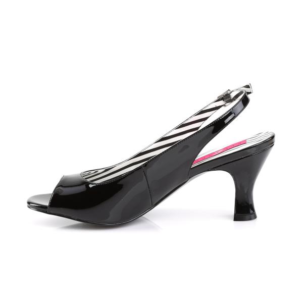 Sale JENNA-02 Pleaser Pink Label Damen Slingback Peep Toe Pumps schwarz Lack Spulenabsatz 40