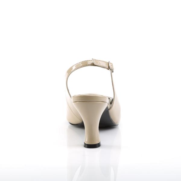 Sale JENNA-02 Pleaser Damen Slingback Peep Toe Pumps creme Lack Spulenabsatz 43