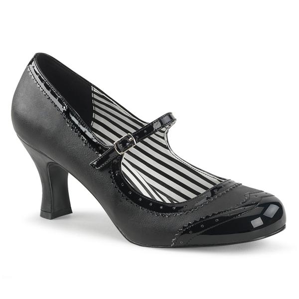 Sale JENNA-06 Pleaser Lochmuster Damen Riemchen Pumps schwarz Lederlook Lack Gr 40