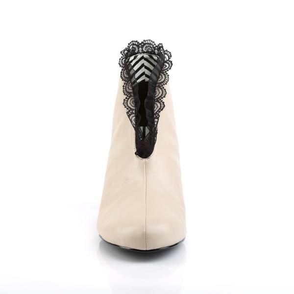 Sale JENNA-105 Pleaser Pink Label Damen Schlüpf Stiefeletten spitze creme Lederoptik 41