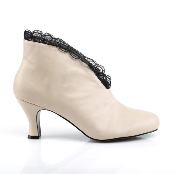 Sale JENNA-105 Pleaser Pink Label Damen Schlüpf Stiefeletten spitze creme Lederoptik 41