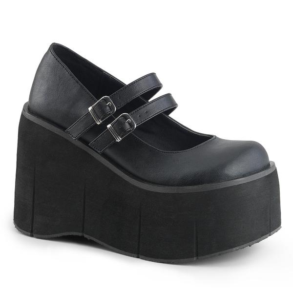 Sale KERA-08 DemoniaCult vegan platform buckle strap mary jane pumps black matte 38