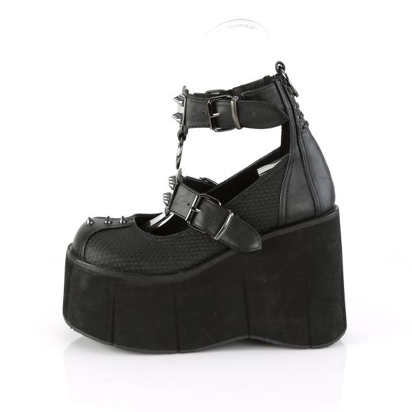 Sale KERA-12 DemoniaCult Platauschuhe schwarz Doppelriemchen Spikes Metallplatte 42