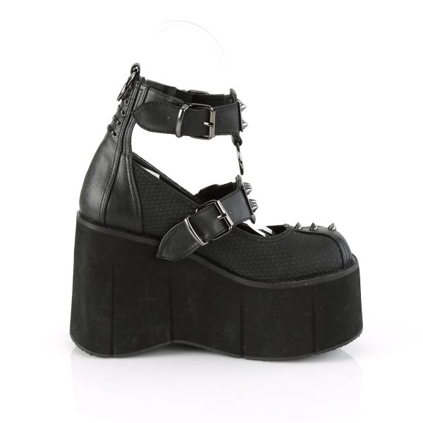 Sale KERA-12 DemoniaCult Platauschuhe schwarz Doppelriemchen Spikes Metallplatte 42