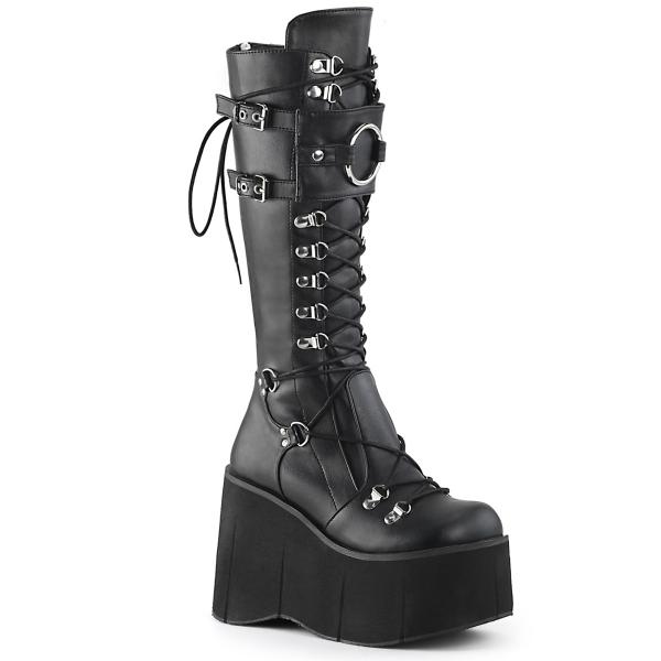 Sale KERA-200 DemoniaCult Damen Gothic Plataustiefel D-Ring Schnürung schwarz Lederoptik 39