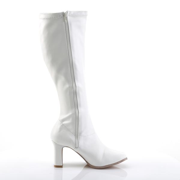 KIKI-350 Funtasma Damen Stretch Stiefel mit Reißverschluss Blockabsatz weiß Lederlook
