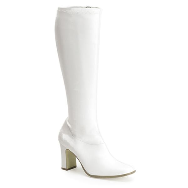 KIKI-350 Funtasma Damen Stretch Stiefel mit Reißverschluss Blockabsatz weiß Lederlook