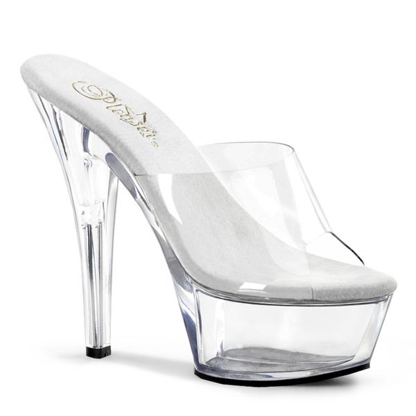Sale KISS-201 Pleaser High-Heels Plateaupantoletten transparent Größe 38