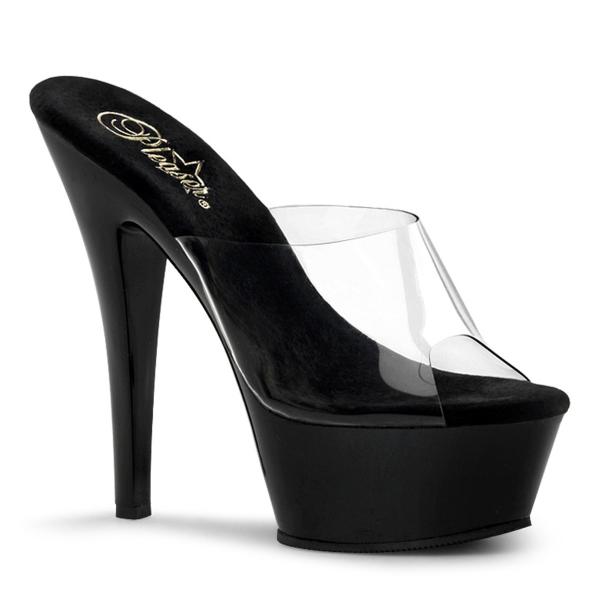Sale KISS-201 Pleaser high heels platform mules clear black size 38