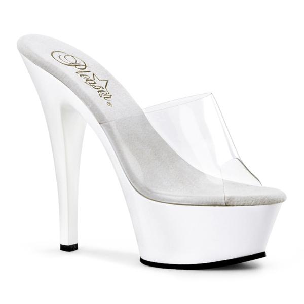 KISS-201 Pleaser High-Heels Plateaupantoletten transparent weiß