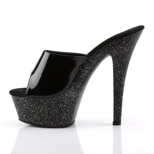 KISS-201MG Pleaser High-Heels Plateaupantoletten schwarz Lack Miniglitter