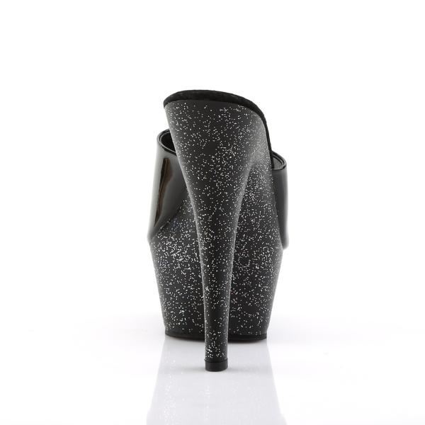KISS-201MG Pleaser High-Heels Plateaupantoletten schwarz Lack Miniglitter